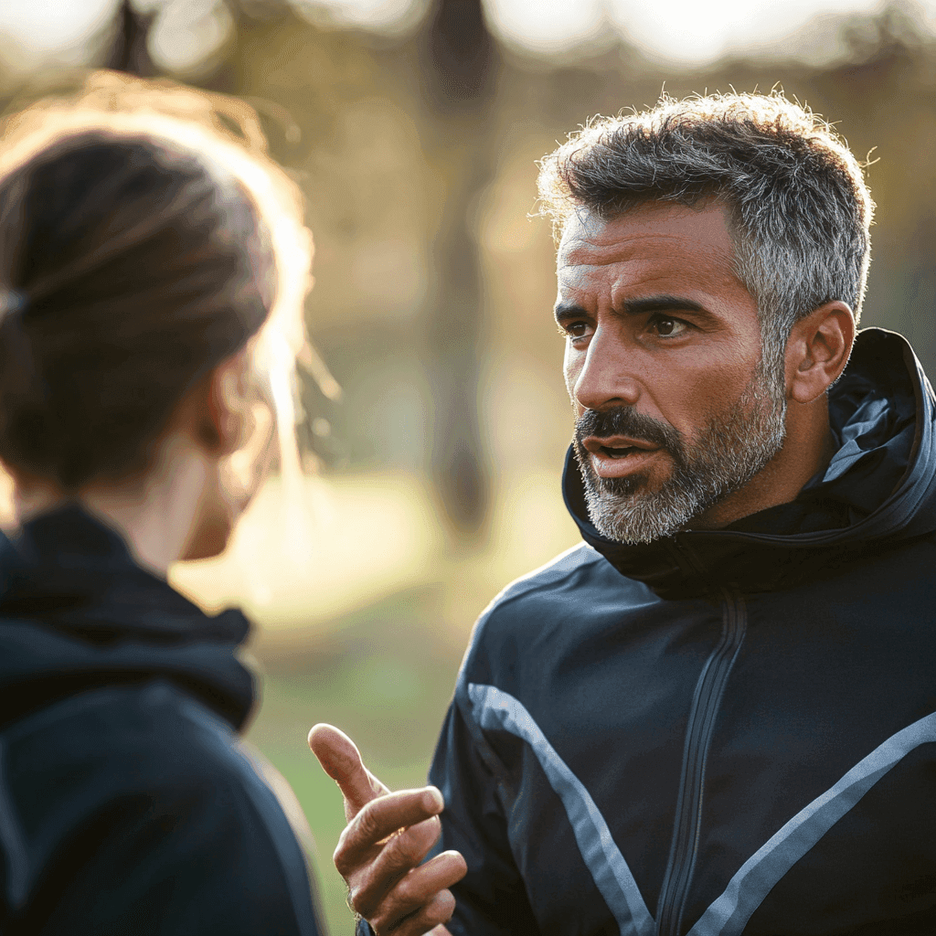 Coach explaining something to an athlete